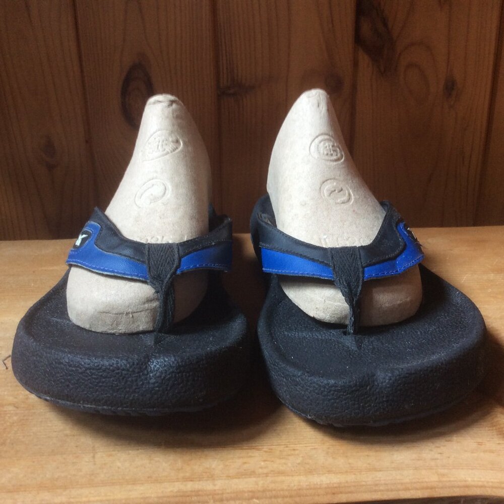 Reebok Black & Blue Thong Flip Flop Unisex Retro Sandals Mens 8/Women 10